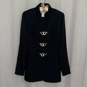 Vintage Treasure M Black Japan Style Gold Tone Locking Latches Jacket